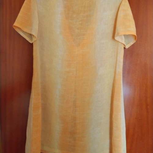 Semi-transparent tunic like new, size M/L, orange-yellow batik