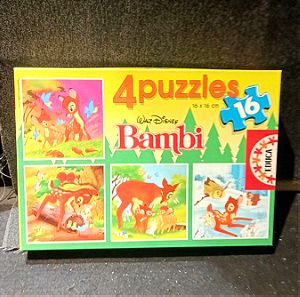 Πάζλ Bambi Walt Disney (4 puzzles) 16*16cm 16 pcs