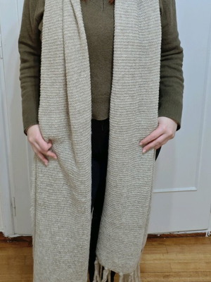 Knitted long scarf with fringes new, beige