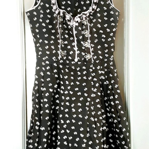 Ethnic dress like new with black and white flowers and pink details, size S