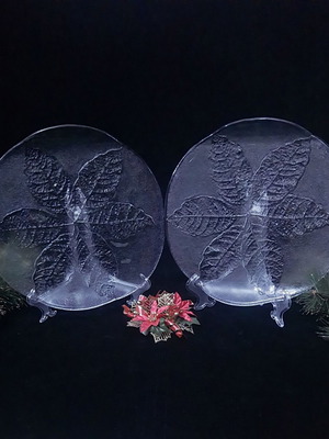 Kosta Boda Party Leaf cheese plates pair Sweden 76' like new