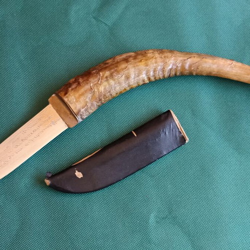 Vintage Cretan Knife Antique with Natural Goat Horn Handle and Mantinada like new