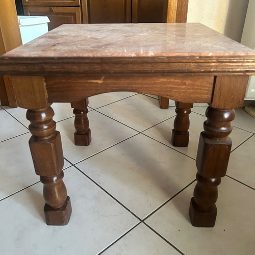 Set of coffee tables with real marble and wood