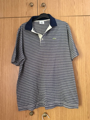 Lacoste vintage 90s ριγέ polo μπλούζα, μέγεθος L