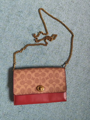 Leather crossbody bag Coach like new, brown and pink