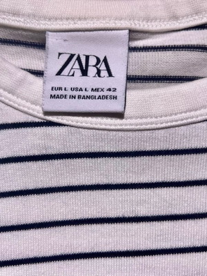 Αντρική μπλούζα Zara μέγεθος Large μεταχειρισμένη, άσπρη