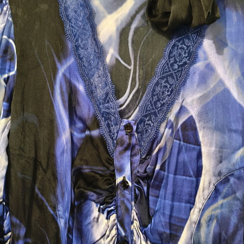 Class Roberto Cavalli Silk Women's Bodysuit S/M new, black and blue