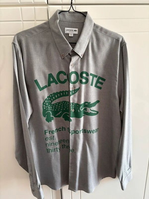 Lacoste dress shirt like new, gray and green, size L