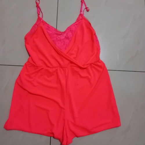 Women's one-piece shorts used, fluorescent orange, fits up to XL