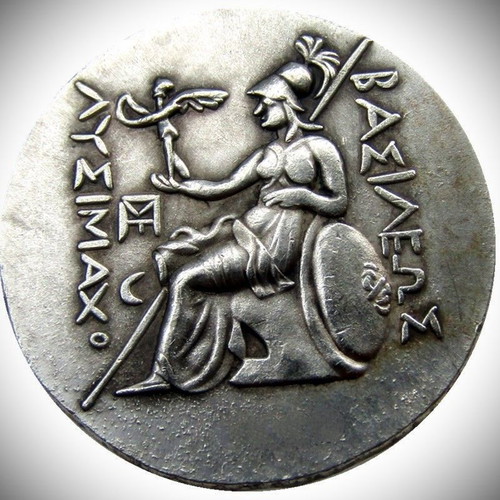 Pendant ancient coin Alexander the Great in glass case 22K gold plated