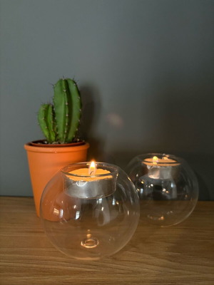 Glass candle holder for tealight new