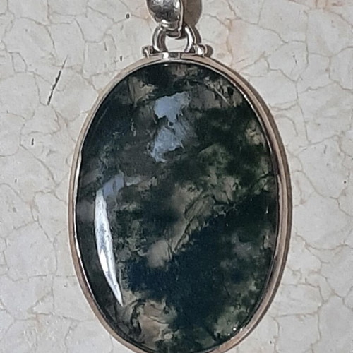 Pendant in 925 silver with moss agate new