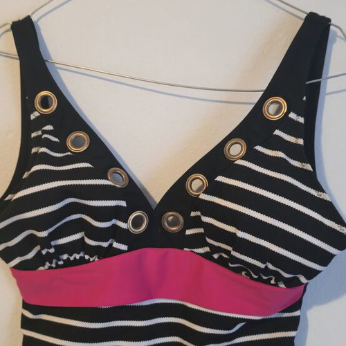 Katia One Piece Swimwear black and white stripes with eyelet details like new
