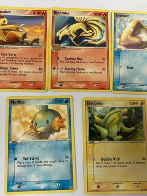Πακέτο 5 κάρτες Pokémon μεταχειρισμένες, Snorunt, Electrike, Mudkip, Ninetales & Combusken