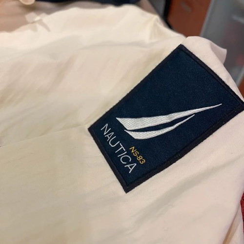 Nautica NS-83 Light Jacket Windbreaker, Cream and Blue, L/XL