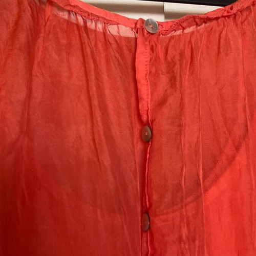 Coral silk dress with viscose lining, size M