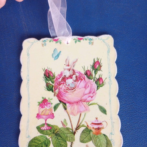 Tin hanging decorations with rabbits, set of four, new