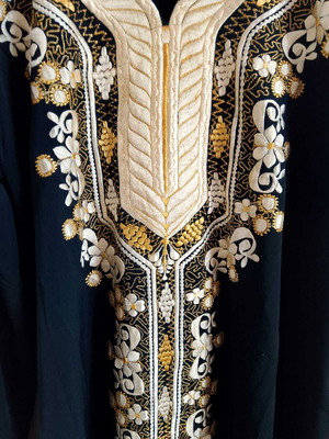 Luxury traditional caftan dress from Dubai like new, black with gold embroidery