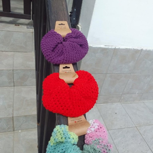 Handmade knitted scrunchies in various colors, new