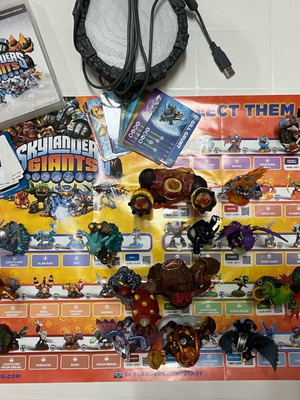 Skylander game and figures used, 17 figures with cards and the Portal