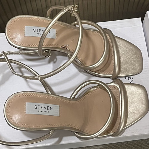 Steve Madden women's sandal, tan, size 38, 7cm heel