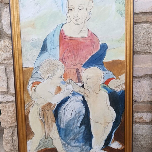 Large Handmade Renaissance Style Painting by Efthymios Kollias used
