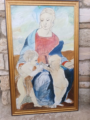Large Handmade Renaissance Style Painting by Efthymios Kollias used