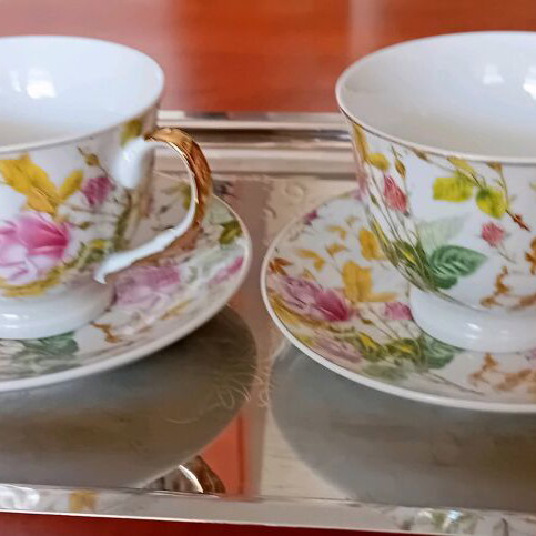 Limoges cups with saucers like new, set of two