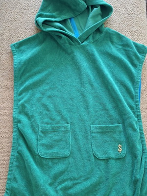 Sugarfree sleeveless terry top with hood like new, green and turquoise, size 12-14