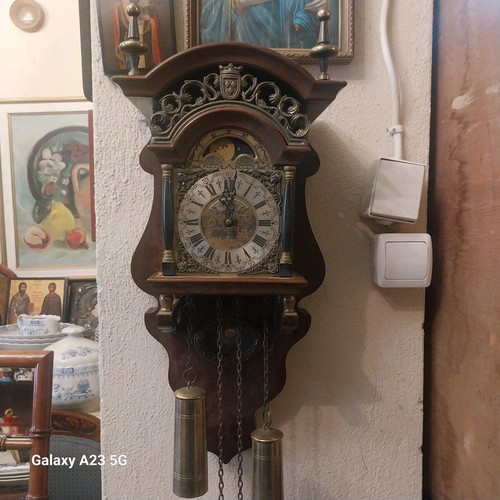 John Warmink Wuba wall clock 1970 used with bronze details