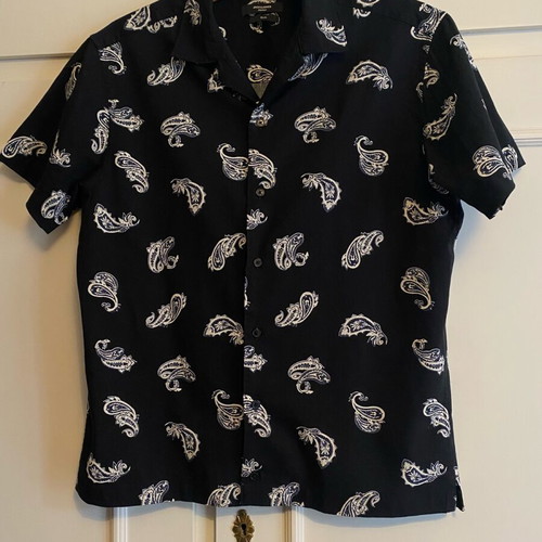 Jack & Jones men's black paisley print shirt slim fit size S new