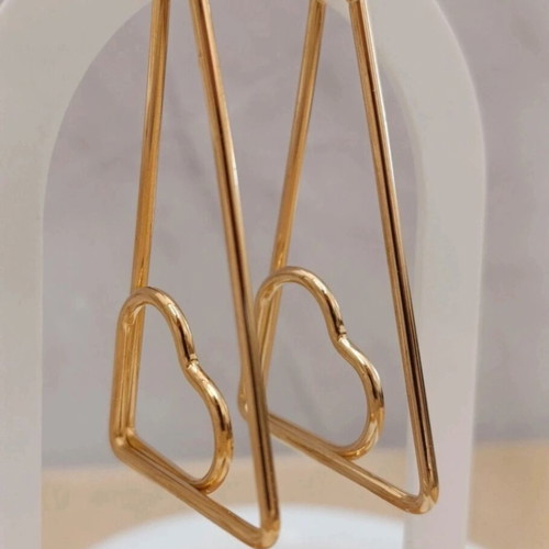 Steel gold heart earrings new