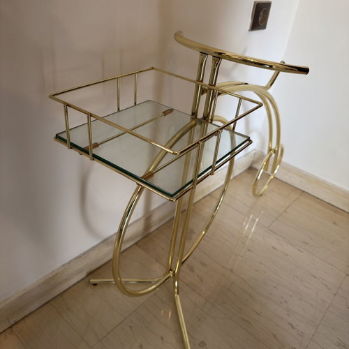 Vintage gold bicycle stand metal decor