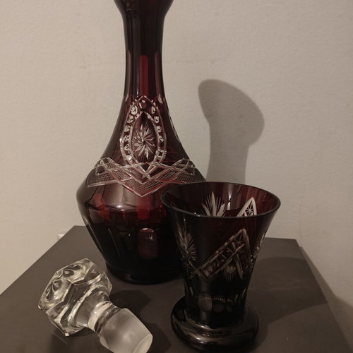 Vintage carafe and glass unused