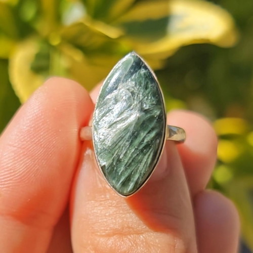 Silver ring with Seraphinite, new, size 6.5