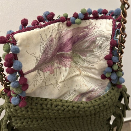 Handmade cross bag used, haki color