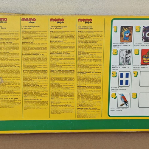 Memo Player board game used, memory game with 60 cards
