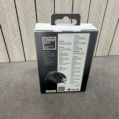 NGS Crew Gray Wired Optical Mouse new, 1200 DPI USB