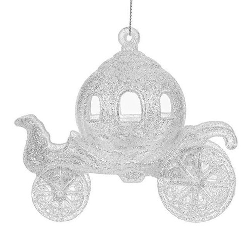 Christmas tree ornament white iridescent glitter carriage