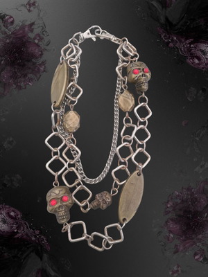 Vintage Gothic Necklace with Skull Charms used