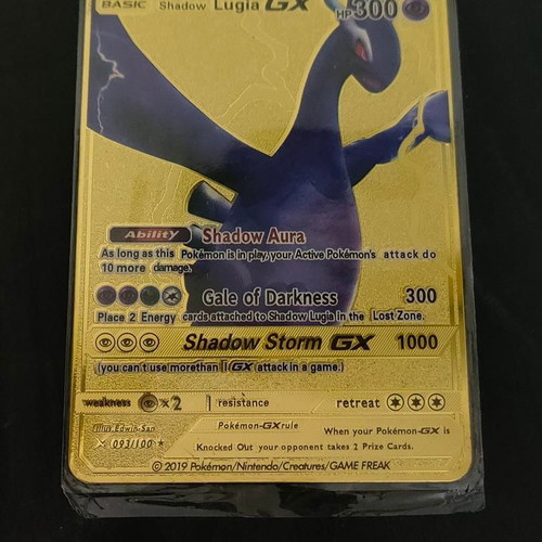 Shadow Lugia GX Pokemon Collector's Gold Metal Card like new
