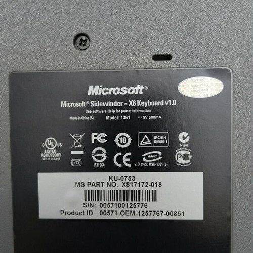 Microsoft Sidewinder X6 Keyboard model v1.0 new