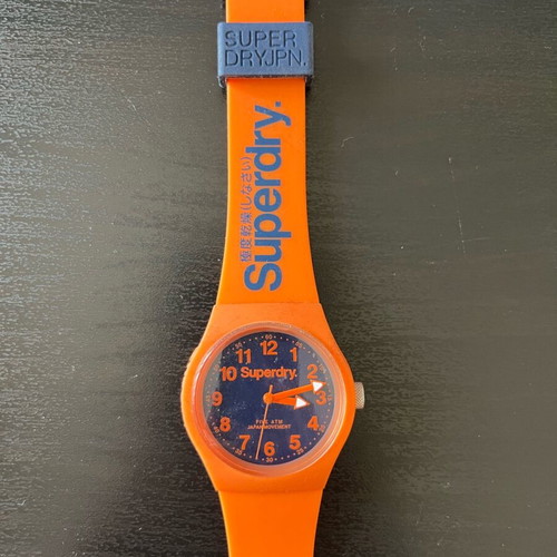 Superdry analogue watch like new with multicolor orange silicone strap