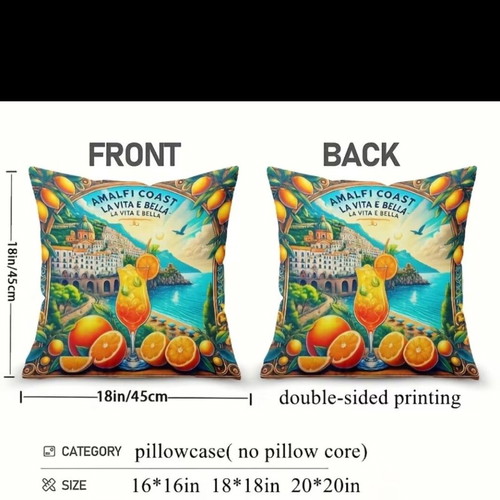 Amalfi Citrus Print Pillowcase new, 45x45 cm