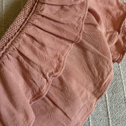 Blush pink frill neck viscose blouse top Vero Moda size S used