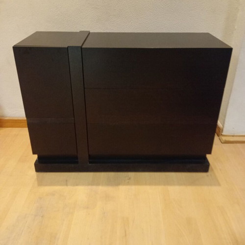 STR Bedroom Vanity New, Oak Wood, Black, 120x47x86 cm