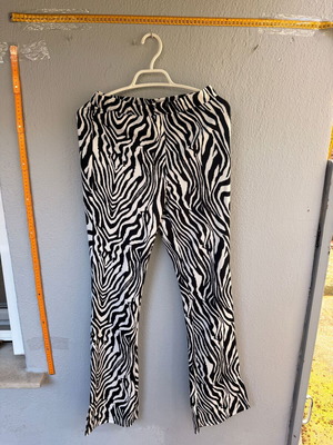 Shein women's high-waisted zebra print flare pants like new