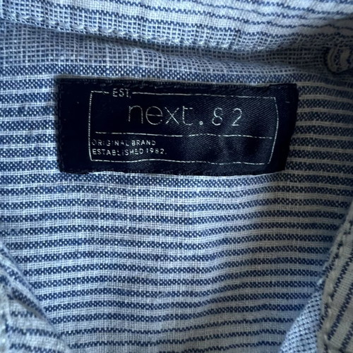 Boys' set with Indigo denim shorts and Next blue striped shirt like new, 2-3 years