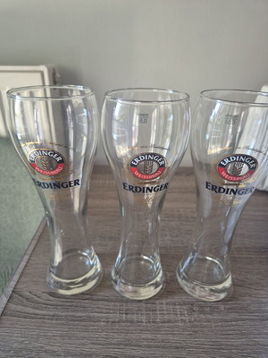Erdinger Beer Glasses 0.5lt set of 3 like new