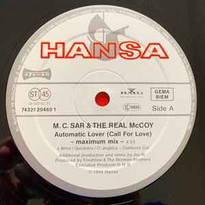 M.C. Sar & The Real McCoy Automatic Lover (Call For Love) The Remixes vinyl used